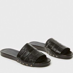 Jenni Kayne Croc Leather Slide Sandals